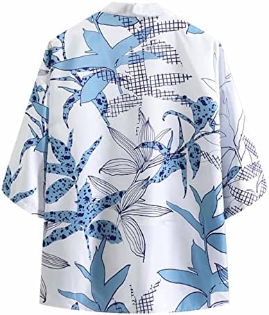 Ljetne muške majice muške ljetne majice cvjetni print kimono polu-rukavac elegantan vrhunsko rameni labavi