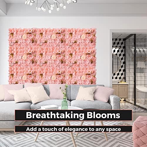Imperial pink flower wall Backdrop Panel - pakovanje od 6 - umjetni cvjetni zidni dekor, Pink zidni dekor, vjenčanje, ukrasi za Baby Shower / ručno rađeni cvjetni zid / uključuje patentne vezice-12x16