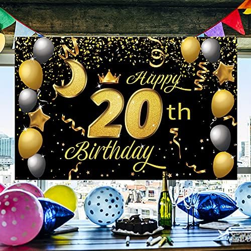 Sweet Happy 20th Birthday Backdrop Banner Poster 20 Birthday Party Dekoracije 20th birthday party Supplies