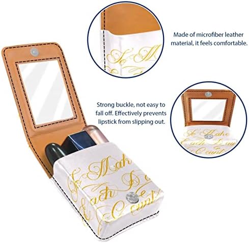 ORYUEKAN Mini torba za šminkanje sa ogledalom, torbica za kvačilo od umjetne kože, ružičasti moderni uzorak