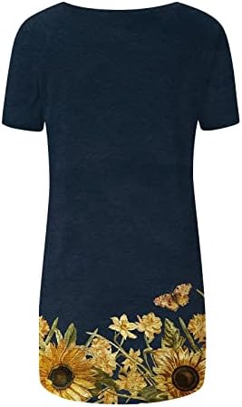 Ženska cvjetna print opuštena-fit lagana bluza CrewNeck kratki rukav majica Summer Plus veličine Tunički