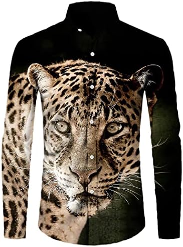 Unisex 3D leopard tasteri za titlu, muškarci životinjski tiskani slicama s ulicom dugih rukava majica