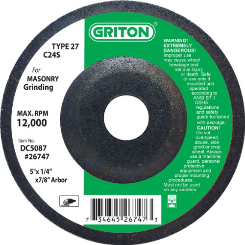 Griton DC5087 Tip 27 brusni kotač koji se koristi na zidanju, silicijum Carbide, 12000 o / min, 5 prečnik