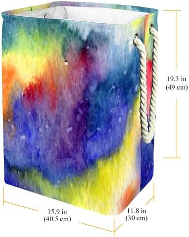 DEYYA vodootporne korpe za veš visoke čvrste sklopive apstraktne šarene akvarelne pozadine Print Hamper