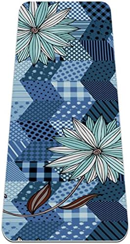 Siebzeh Blue Flowers Retro Premium Thick Yoga Mat Eco Friendly Rubber Health & amp; fitnes Non Slip Mat