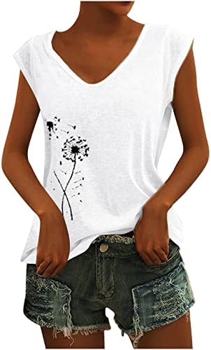 Jesen ljeto T Shirt djevojke bez rukava Vneck pamuk grafički maslačak Print Floral Plain bluza košulju za