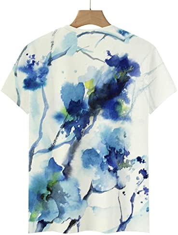 Dame kratki rukav posada vrat pamuk Tinta Painting cvijet grafički bluza majica Ljeto Jesen bluza za Teen