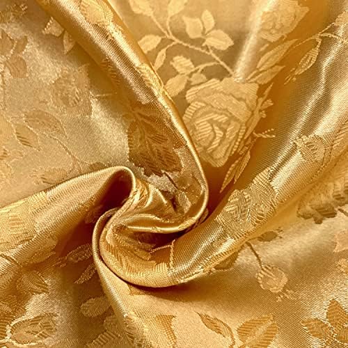 Kayla tamno zlatna poliesterska cvjetna žakard Brokatna satenska tkanina pored dvorišta - 10004