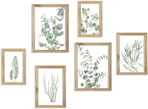 Botanička biljka platneni zid Art: slika Boho lista od 6 komada, Poster sa printom zelenog eukaliptusa uokviren