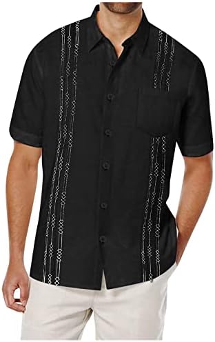 Muška majica kubanske guayabera casual majica s kratkim rukavima dolje košulja za košulja za kraljevstvo