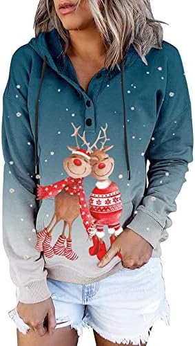 Mama duksevi za žene Božić Print Drawstring pulover sa kapuljačom Classic trudnice Hoodies pulover