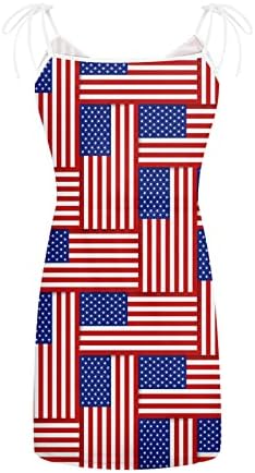 4. jula haljine za žene ljeto američka zastava Tank haljina sa džepovima elastični struk V-izrez Mini sarafani