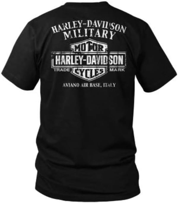 Harley-Davidson vojska - Muška crna grafička majica - Aviano Air Base | Metalik