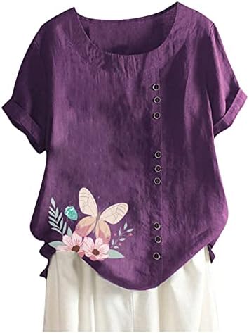 Dame košulja kratkih rukava 2023 čamac za vrat pamuk leptir cvjetni grafički salon top majica za teen djevojke
