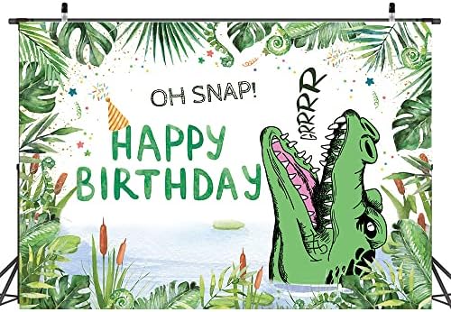 Hilioens 7×5ft Crocodile Birthday Backdrop Cartoon Crocodile Kids Boys birthday Party dekoracije zeleni