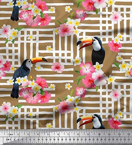Soimoi pamučna Jersey tkanina Plumeria & amp ;Toucan Bird Decor tkanina štampana Dvorište 58 inča širine