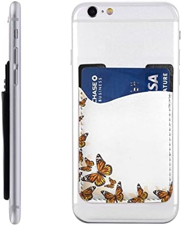 Držač karika narančasta kućišta telefona, PU kožna samoljepljiva ID kreditne kartice za 2,4x3,5 inčni pametni