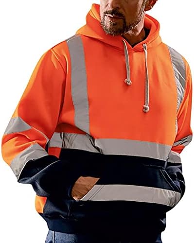 XXBR muške sigurnosne dukseve, cestovni rad visoke vidljivosti pulover dugih rukava s kapuljačom dukserice