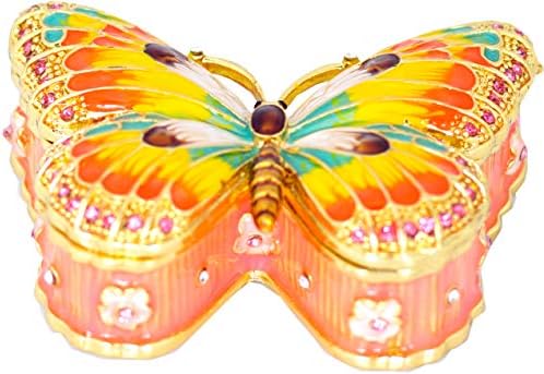 Vi n vi leptir nakit kutija za nakit sa krinama s prekrasnim poklon rukom oslikanom jarko obojenim