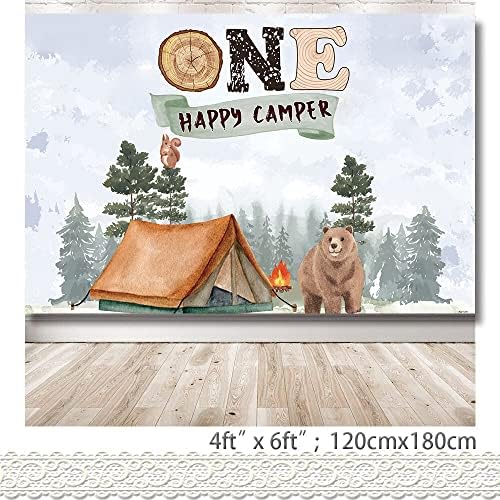 Rarcoirs Camping one Backdrop Happy Camper jedan rođendan pozadina za dječaka Wild jedan Banner šuma avantura