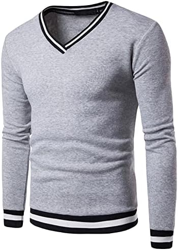 Muški pulover s dugim rukavima V-izrez pamuk kontrast Stitch dukseri Classic Essential Cashmere vuneni džemper
