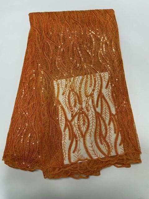 Amibric francuski til čipkasta tkanina Afrička čipkasta tkanina sa žutim šljokicama čipkasta tkanina za