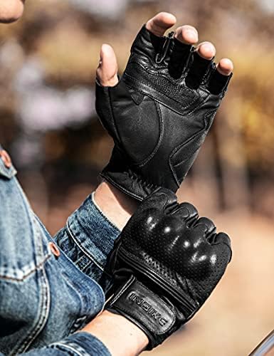 Inbike rukavice za motocikle bez prstiju ljetne prozračne kože od kozje kože otporne na habanje Hard Knuckle