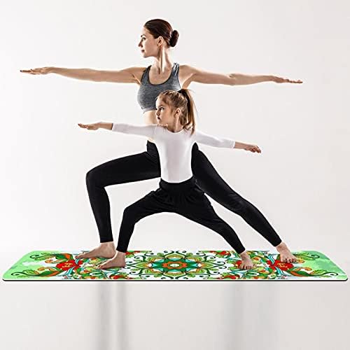 Debela neklizajuća Vježba & amp; fitnes 1/4 prostirka za jogu sa zelenim Trippy Mandala cvjetnim printom