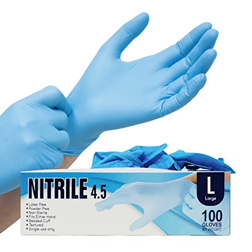 Nitrile 4.5 rukavice, veličina L, 100 rukavica, lateks, besplatni, puder, plave teksturirane rukavice, ambijentne