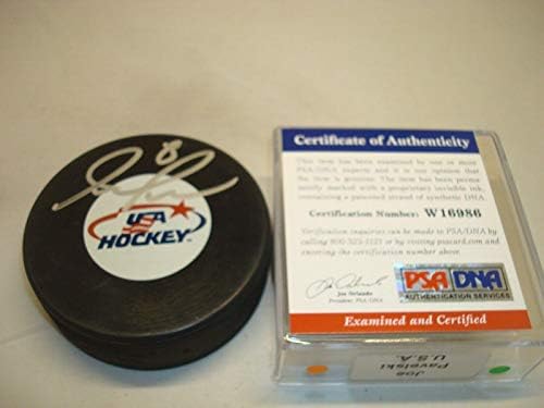 Joe Pavelski potpisao tim SAD hokejaški pak sa autogramom PSA / DNK COA 1C-potpisanim NHL pakovima