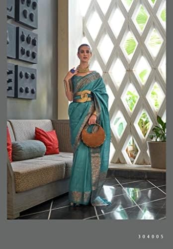 Etnički EMPORIUM Indijski ženski teksturirani bogat izgled Gala bakar zari ručno tkanje svilene Sari bluze