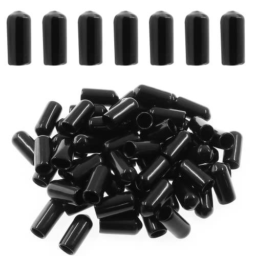 Biaungdo 60 kom 6,5 mm vinilne gumene krajnje kape, Crne okrugle fleksibilne gumene krajnje kape gumeni