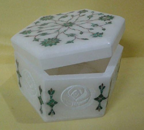 craftslook Mermerna Malahitna kutija za nakit za nakit umetnuta kutija za markete 5 X 5 inča