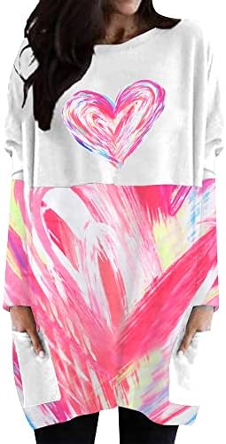 Mousya Valentinovo haljina košulja za žene vole srčane grafičke vrhove blok boja plus dukserica s džepovima