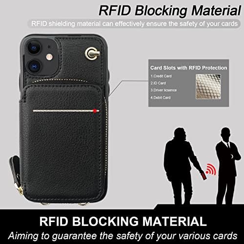 Bocasal Crossbody torbica za novčanik za iPhone 11, RFID blokirajuća kožna torbica sa držačem za kartice,