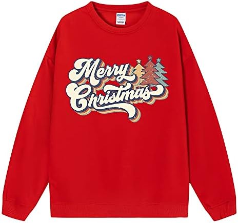 Slatka dukserica Crewneck Merry Božićne košulje za zgušnjavanje Moderne atletičke duhovinske majice za žene za žene