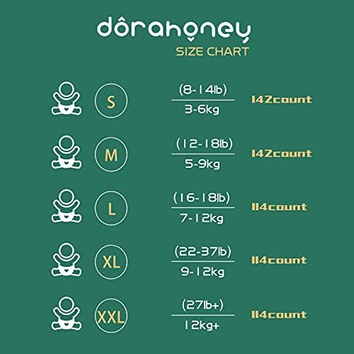 Dorahoney pelene za bebe veličine L, 114 Count jednokratne pelene za bebe, meke i prozračne pelene za novorođenčad,
