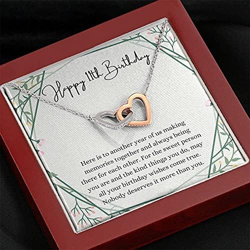Nakit za poruke, ručno izrađena ogrlica - personalizirana poklon za zaključavanje srca, sretna 11. rođendanska ogrlica sa porukom, poklon za 11. rođendan, 11. rođendan, 11. rođendan, 11. rođendan