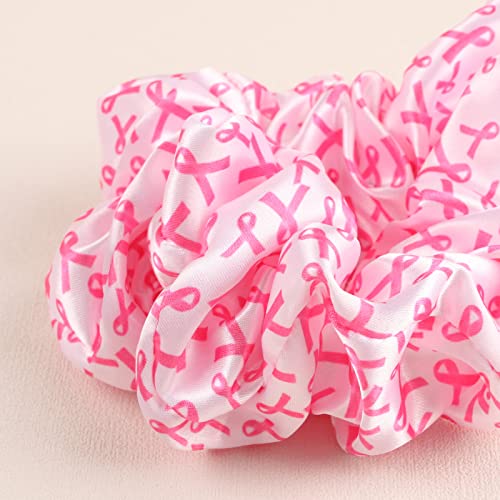 6kom svijest o raku dojke Scrunchies, Oaoleer Pink out svilene vezice za kosu, držači za rep velike elastične