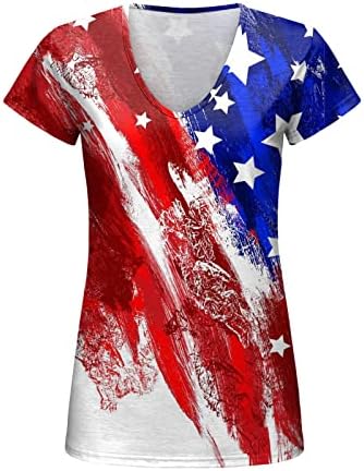 Košulja američke zastave Žene 4. jula Patriotska majica Womens V izrez Star Stripes USA Basic Tees Casual Graphic Tops 2023