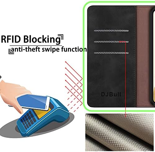DJBull Moto G Stylus 2022 5G torbica za novčanik sa【RFID blokiranjem】 držač kreditne kartice, PU kožna futrola za telefon otporna na udarce Žene Muškarci za Stylus2022 futrola Crna