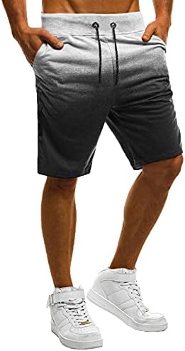 Niuqi Muške kratke hlače Sportske zip džepove Gradijent boja Modne radne hlače Elastična struka teretane Trbljenje
