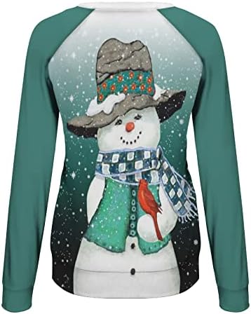 Xiaojmake Božićne žene vrhovi slatki snjegovinski printske košulje Dressy dugih rukava sa labavim dukserom za odmor