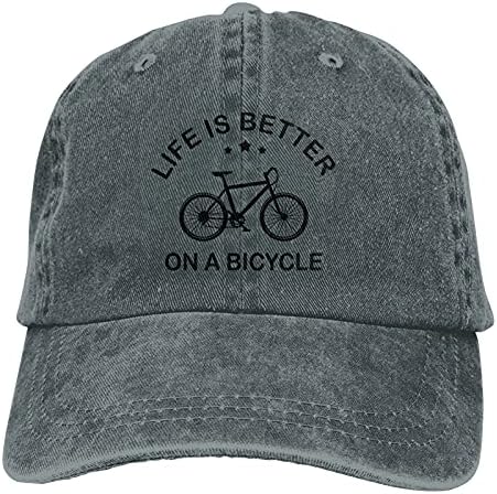 Život je bolji na biciklističkom sloganu kaubojski šeširi uniseks podesive starinske bejzbol kape Crne