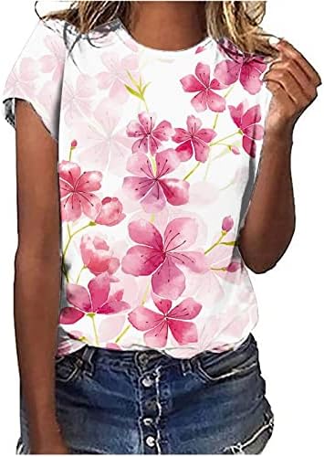 Summer Fall bluza majica za ženske kratke 1/2 rukava odjeća obična fit pamučna cvjetna grafička lounge bluza zh
