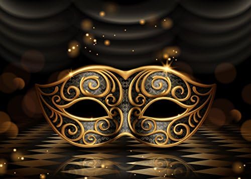 SJOLOON 8X6ft Mardi Gras pozadina Karneval Masquerade pozadina sjajna zlatna maska pozadina tamna Retro