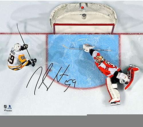 Jake Guentzel Pittsburgh Penguini autogramirani 16 x 20 nadzemni gol vs. Flyers fotografija - autogramirane
