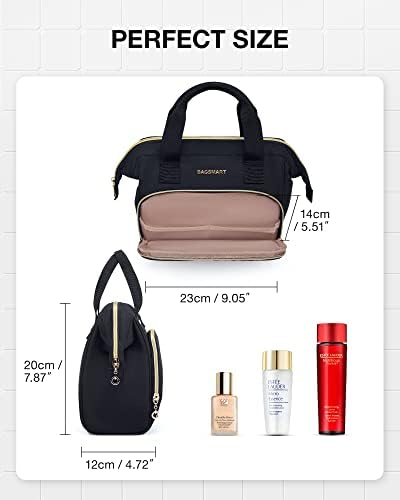BAGSMART putna torba za šminkanje, kozmetička torba sa širom otvorenom ručkom za nošenje,futrola za šminkanje