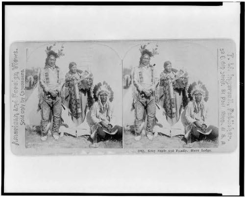 HistoricalFindings fotografija: fotografija Stereografa,sivog orla,porodice,Sioux Lodge,Dakota Indians,Ingersoll,1900