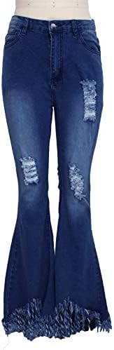 Pantalone za žene za žene Jean široke noge za pranje paans hlače petite rastezanje plantaža pantne hlače